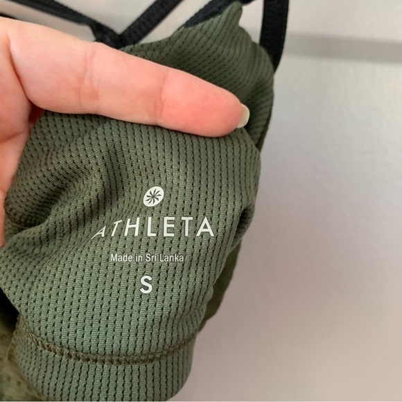 Athleta olive with black trim athletic tank. Size S - Picture 3 of 8